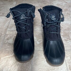 Sperry Black Saltwater Quilted Duck Boots